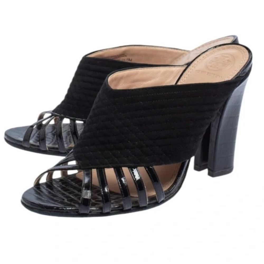 Tory Burch Brida 100MM Mules Leather Suede Block Heel